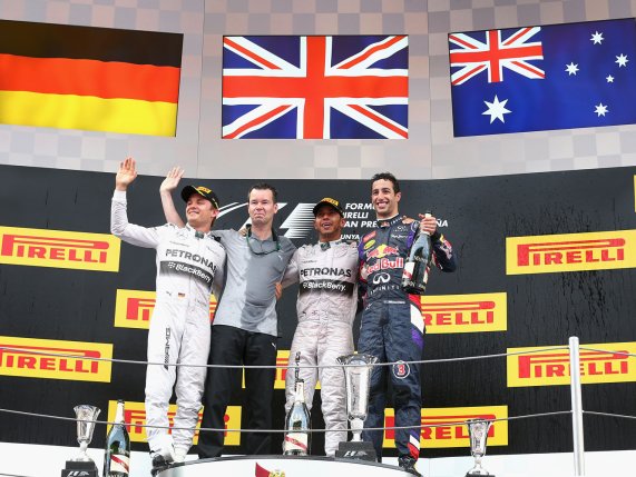 Spanish Grand Prix winners celebrate