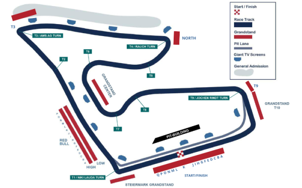 Austrian Formula 1 Grand Prix Circuit Map Red Bull Ring