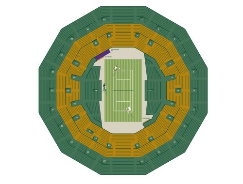 Wimbledon Debenture ticket packages - No 1 Court seating plan map