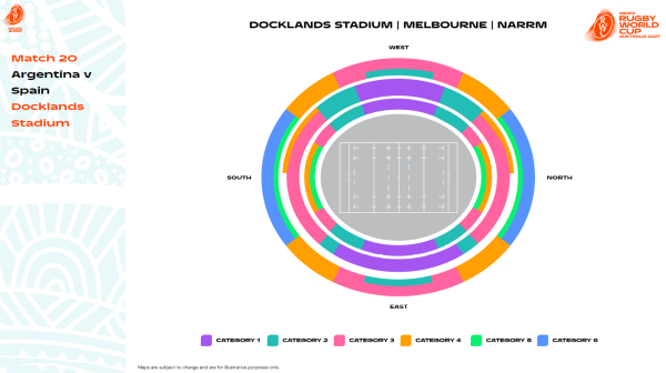 Argentina v Spain - Docklands Stadium map - RWC 2027
