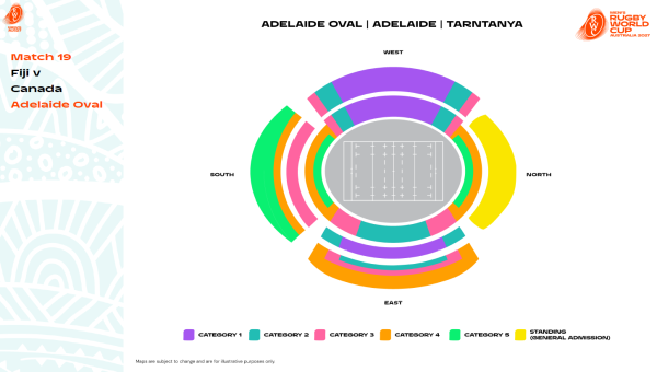 Fiji v Canada - Adelaide Oval Stadium Map RWC 2027
