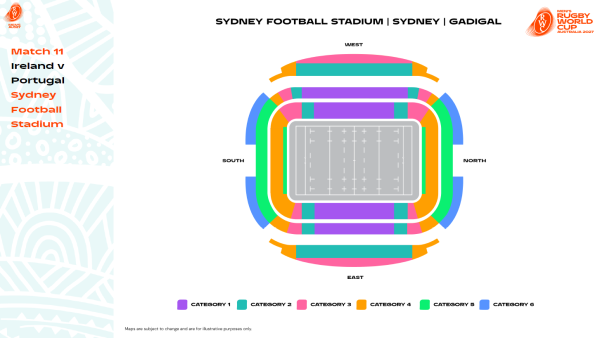 Ireland v Portugal - Sydney Football Stadium Map - RWC2027