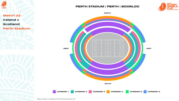 Ireland v Scotland - Perth Stadium Map - RWC2027