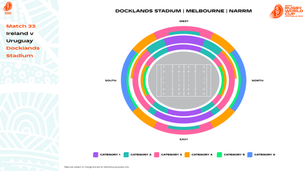 Ireland v Uruguay - Docklands Stadium Map - RWC 2027