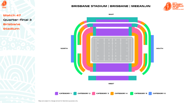 Quarter-final 3 - Brisbane Stadium map - RWC 2027