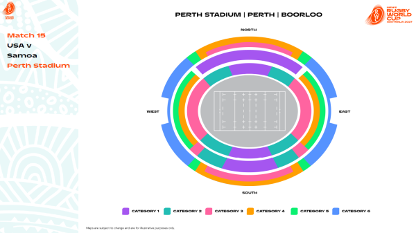 USA v Samoa - Perth Stadium Map - RWC2027