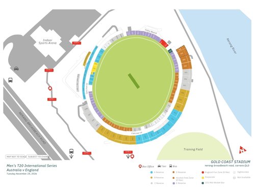 Carrara Stadium Map T20 - Australia v England 2026-27