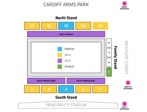 Women's Guinness Six Nations Cardiff Arms Park Stadium Map