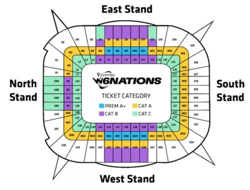 Women's Guinness Six Nations Principality Stadium Map