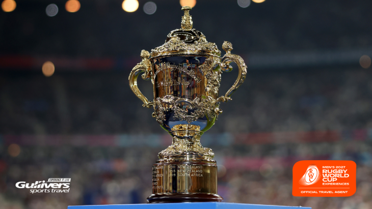An image of the Webb Ellis cup Rugby World Cup 2023 Gullivers Sports Travel Website 