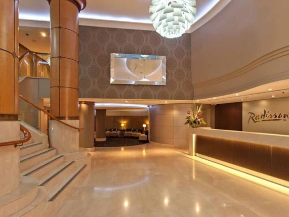Radisson hotel and suites lobby area 