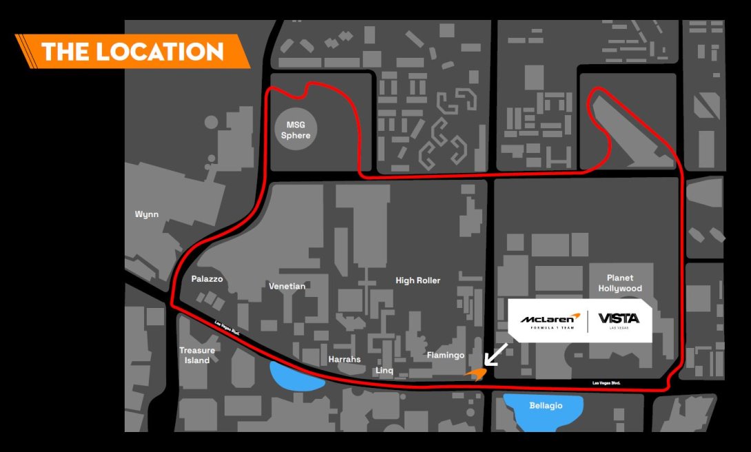 Las Vegas Grand Prix - Map - McLaren VISTA Hospitality Location