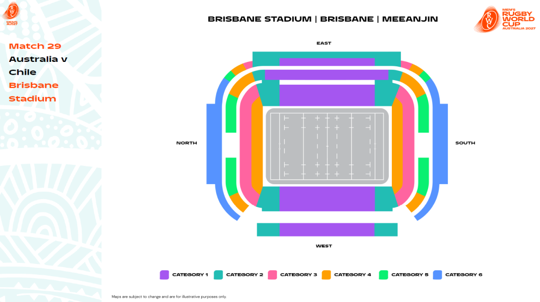 Australia v Chile - Brisbane Stadium Map - RWC2027