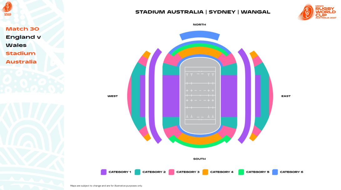 England v Wales - Stadium Australia map - RWC 2027