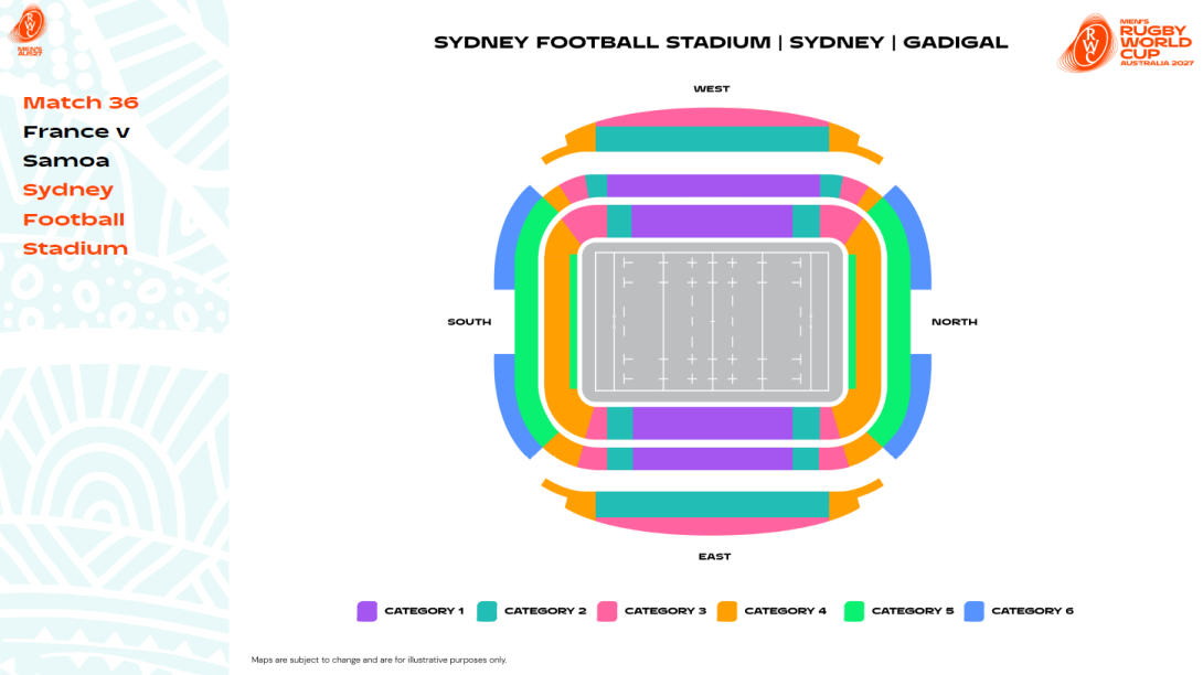 France v Samoa - Sydney Football Stadium map - RWC 2027