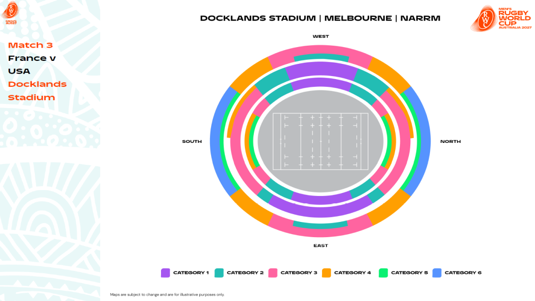 France v USA - Docklands Stadium Map - RWC2027