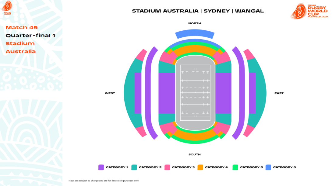 Quarter-final 1 - Stadium Australia map - RWC 2027
