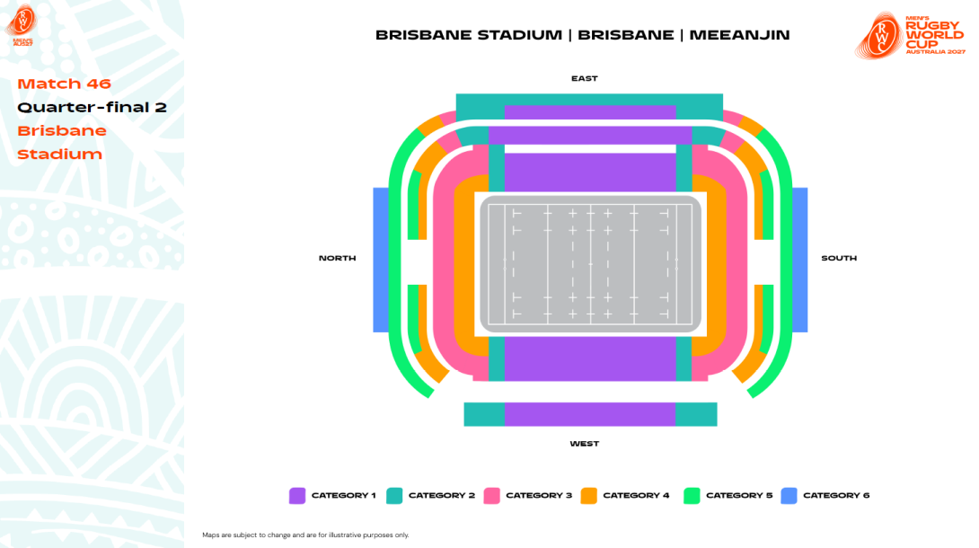Quarter-final 2 - Brisbane Stadium map - RWC 2027
