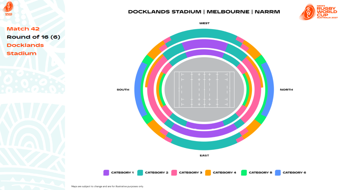 Round of 16 (6) - Docklands Stadium map - RWC 2027