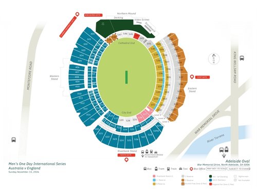 Adelaide Oval Stadium Map ODI - Australia v England 2026-27