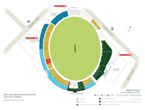 Bellerive Oval Stadium Map ODI - Australia v England 202627
