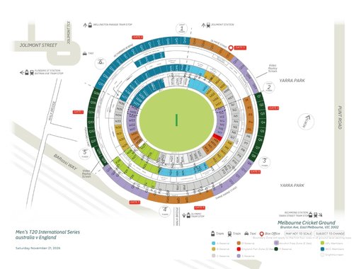 MCG Stadium Map T20 - Australia v England 2026-27